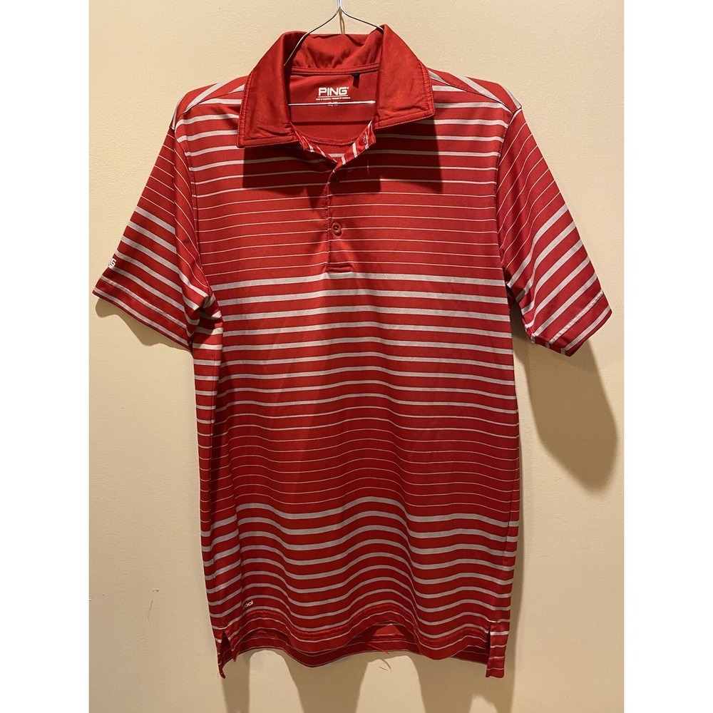 Ping Golf Men's‎ Polo Shirt-Sensorcool-Red & Gray Medium EUC